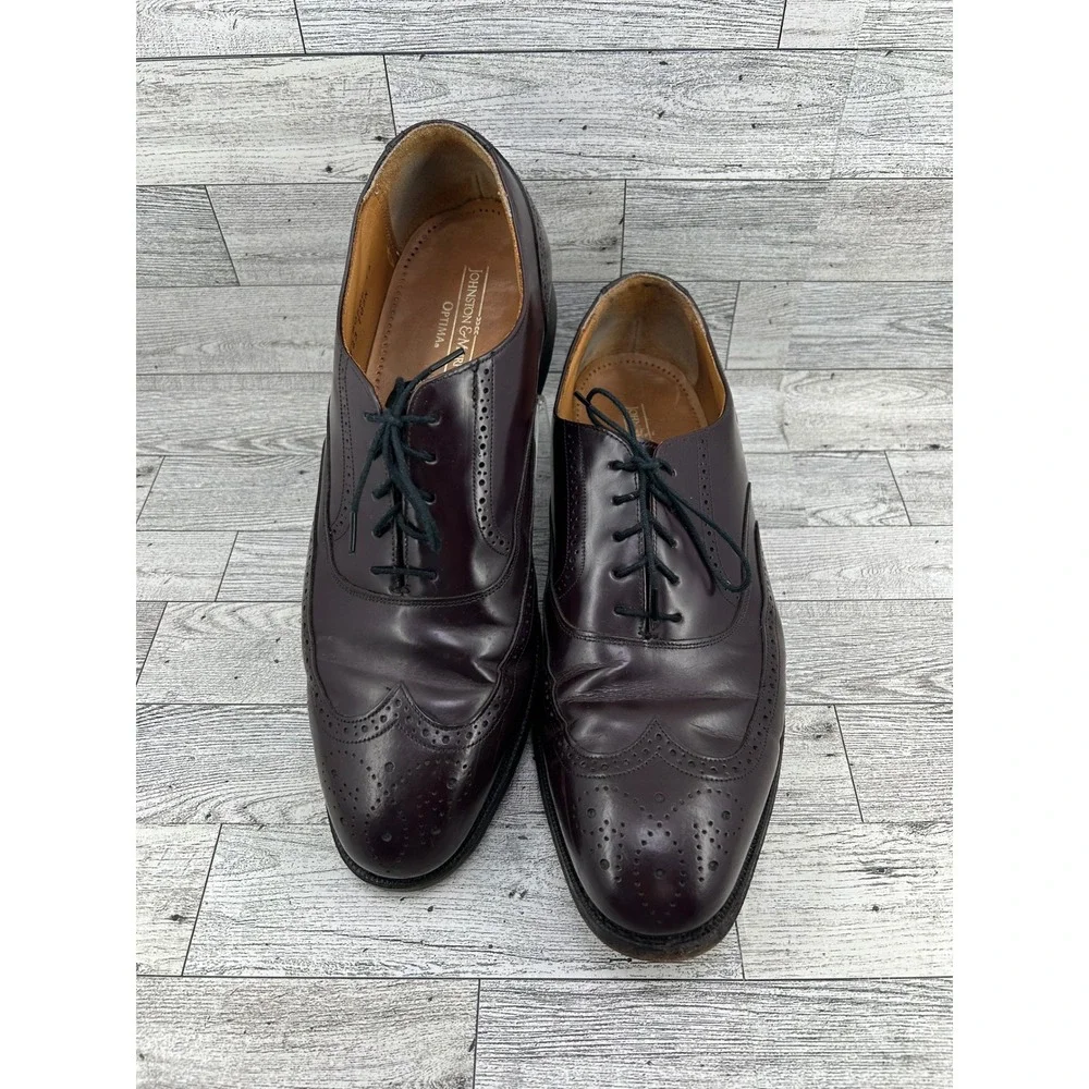 Johnston & Murphy Optima Wingtip Oxford Dress‎ Shoes Burgundy Leather Men's 10
